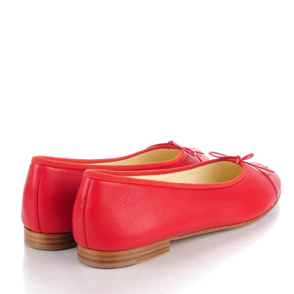Chanel Lambskin Cap Toe Ballerina Flats 41.5 Dark Red 4 of 9