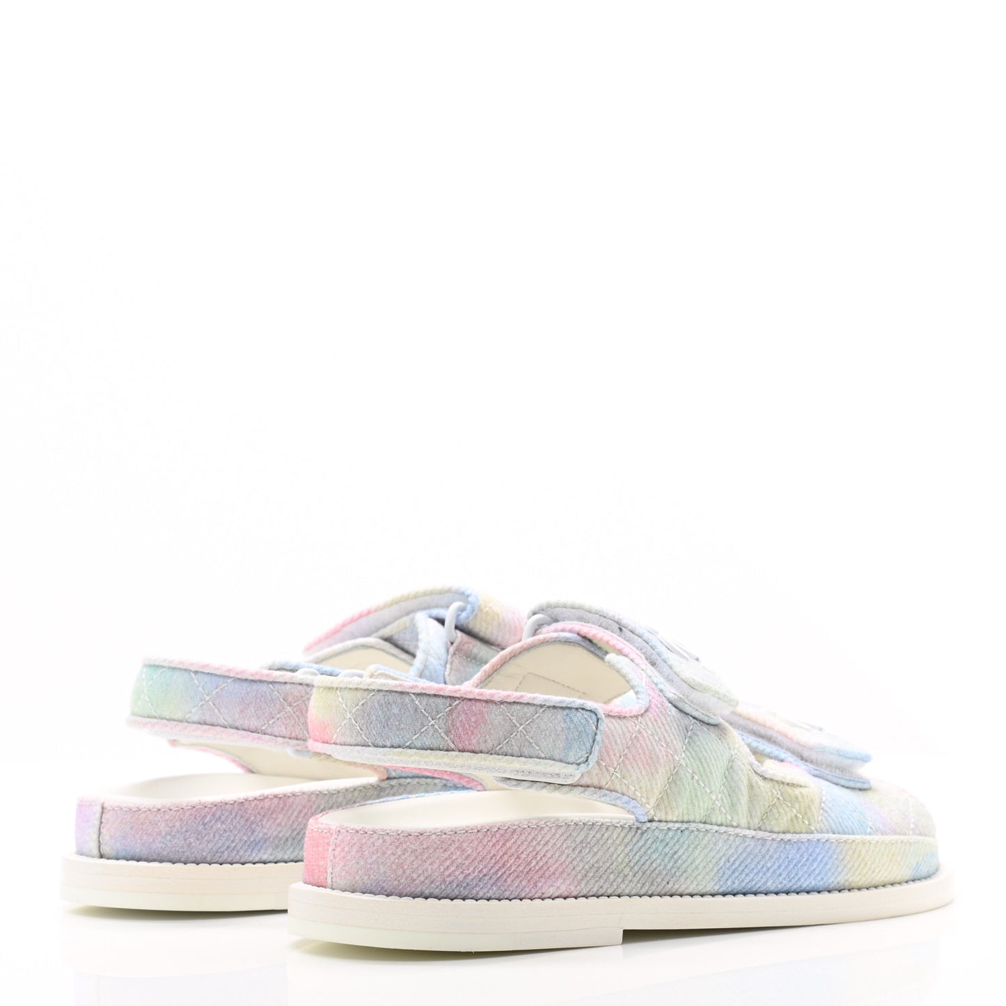 Printed Fabric Quilted Dad Sandals 35 Green Pink Blue