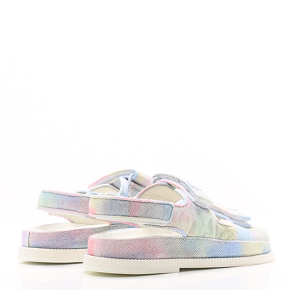 Chanel Printed Fabric Quilted Dad Sandals 35 Green Pink Blue 4 of 8