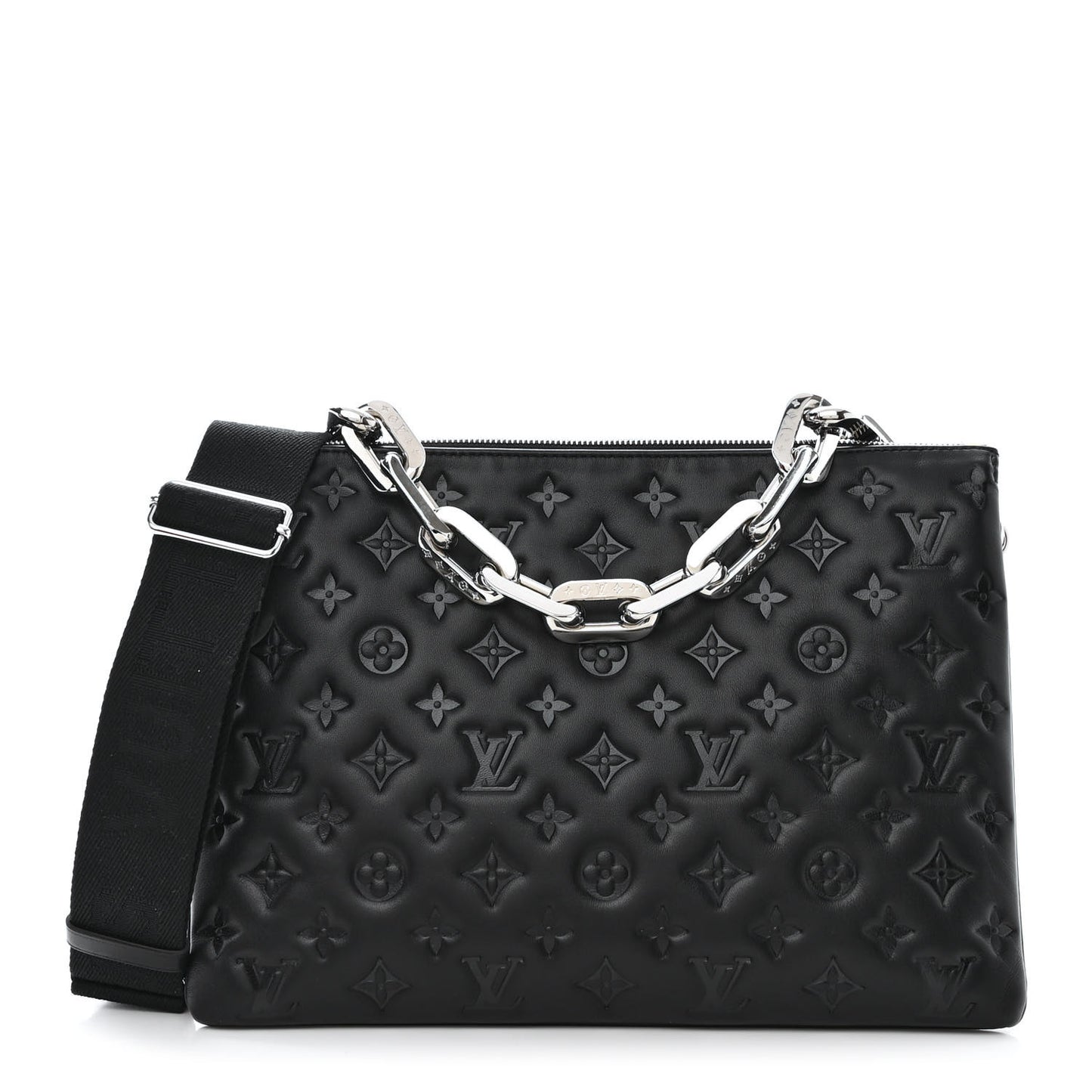 Lambskin Embossed Monogram Coussin MM Black
