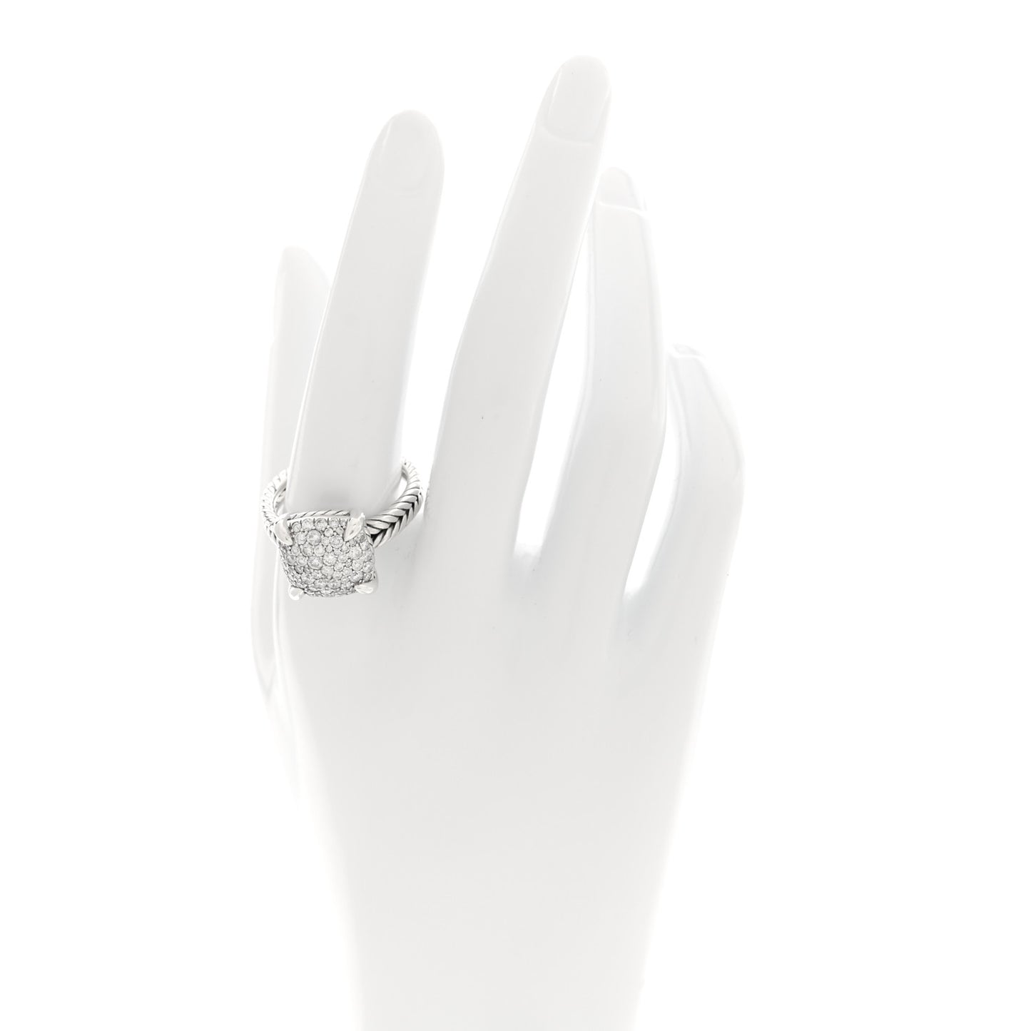 Sterling Silver Diamond 14mm Chatelaine Pave Ring 62 10