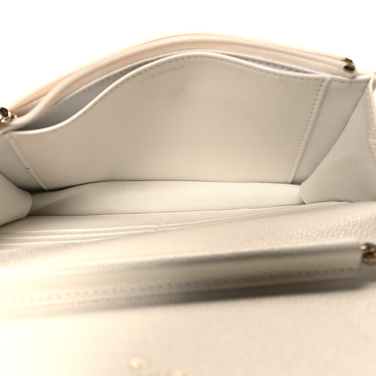 Caviar Quilted Chain CC Wallet On Chain WOC White
