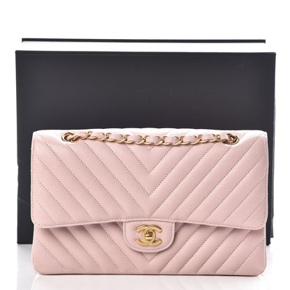 Chanel Caviar Chevron Quilted Medium Double Flap Light Pink 10 of 10