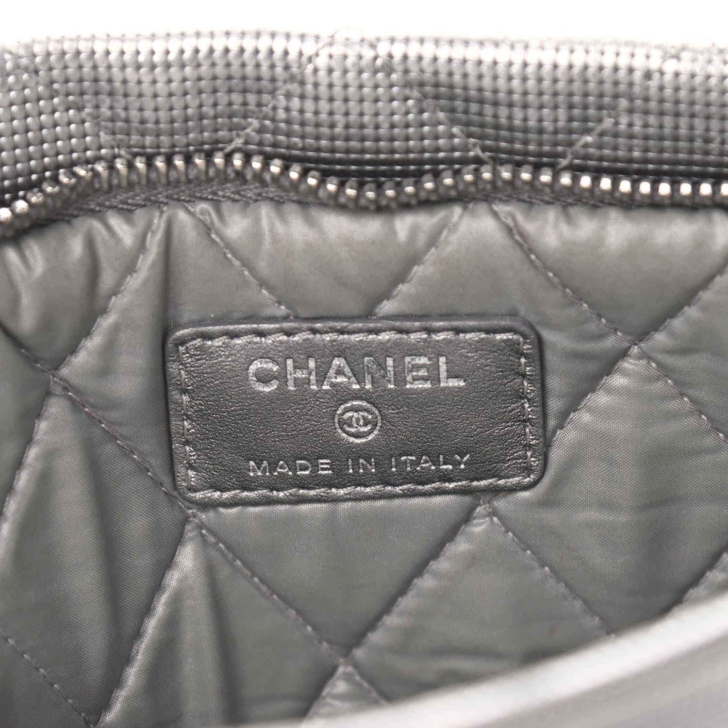Chanel Metallic Calfskin Quilted Pixel Effect CC Beauty Clutch Silver 6 of 9