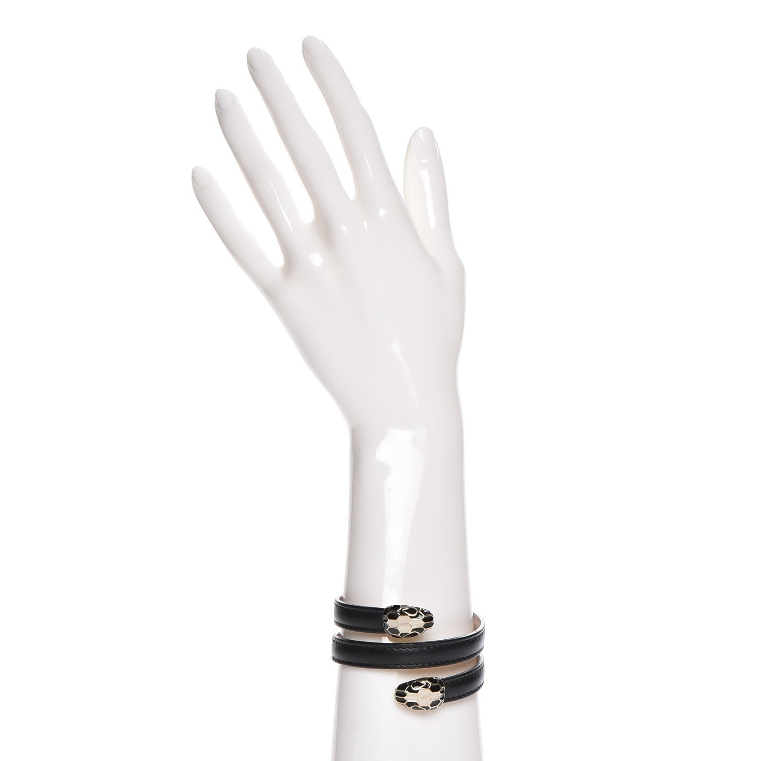 Bulgari Calfskin Serpenti Forever Double Coil Cleopatra Bracelet M Black 2 of 6