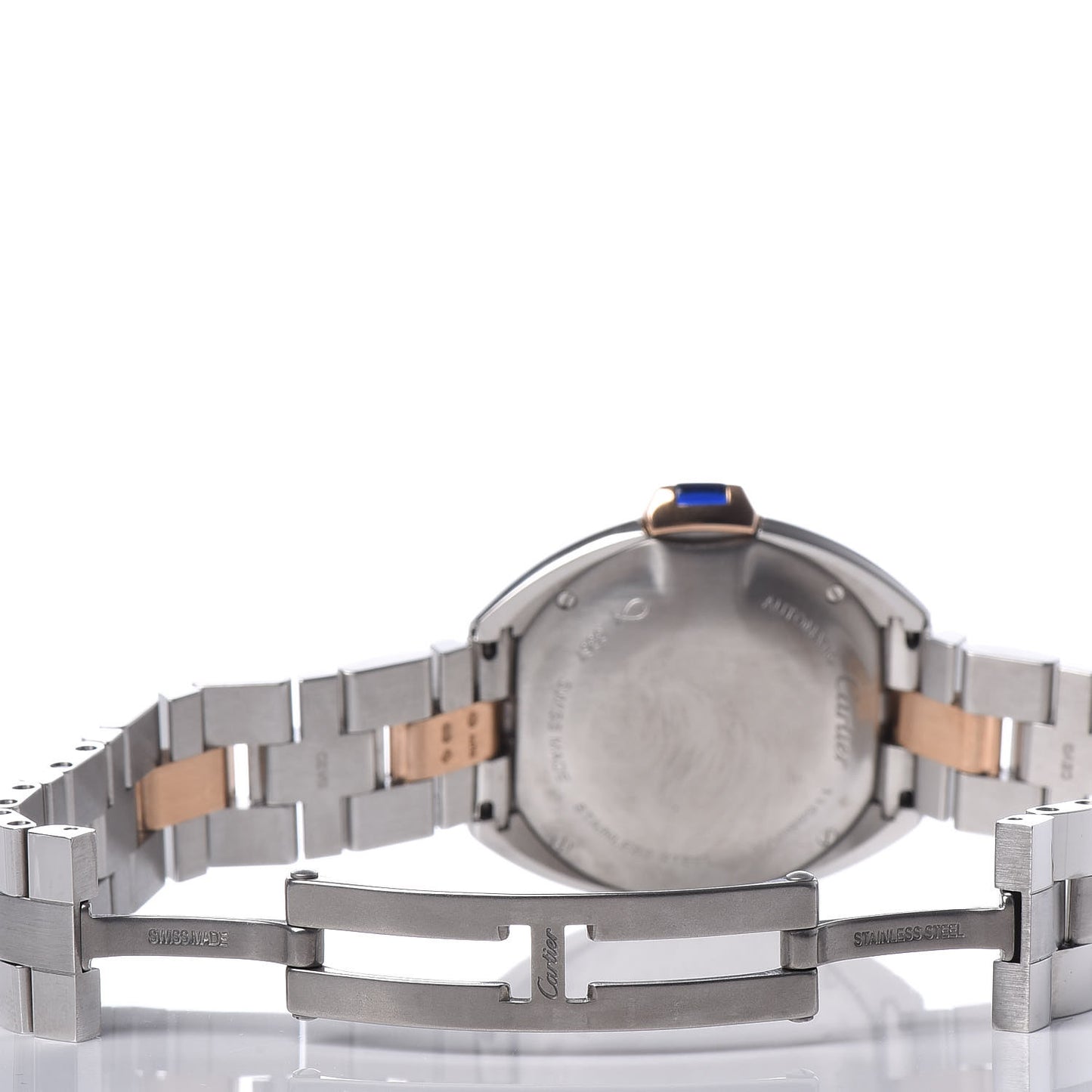 Stainless Steel 18K Pink Gold 31mm Cle De Automatic Watch