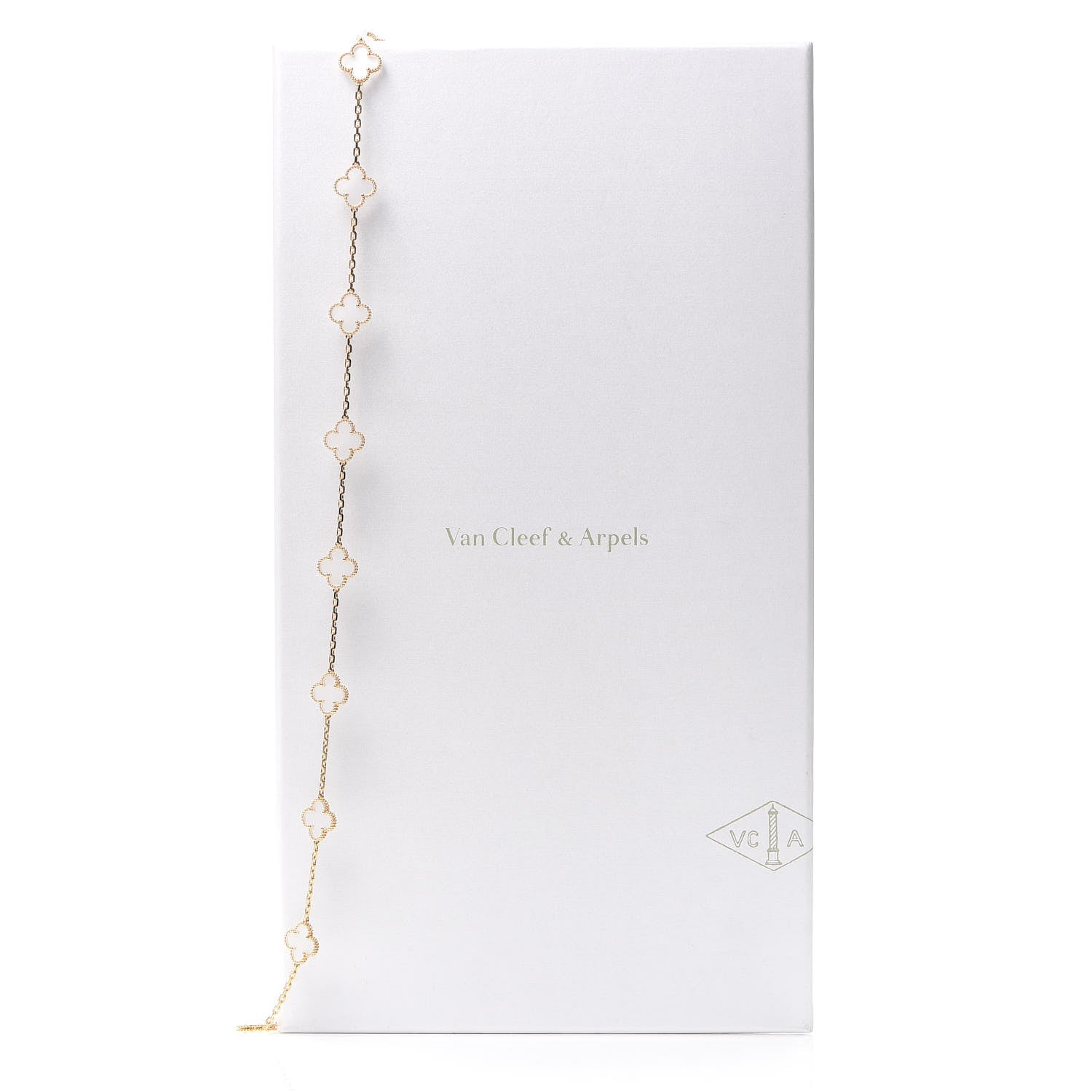 Van Cleef & Arpels 18K Yellow Gold Rock Crystal 20 Motifs Vintage Alhambra Necklace 8 of 9