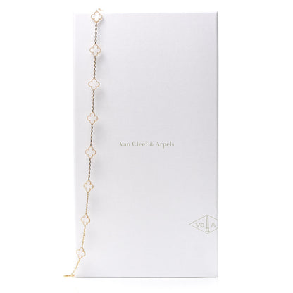 Van Cleef & Arpels 18K Yellow Gold Rock Crystal 20 Motifs Vintage Alhambra Necklace 8 of 9