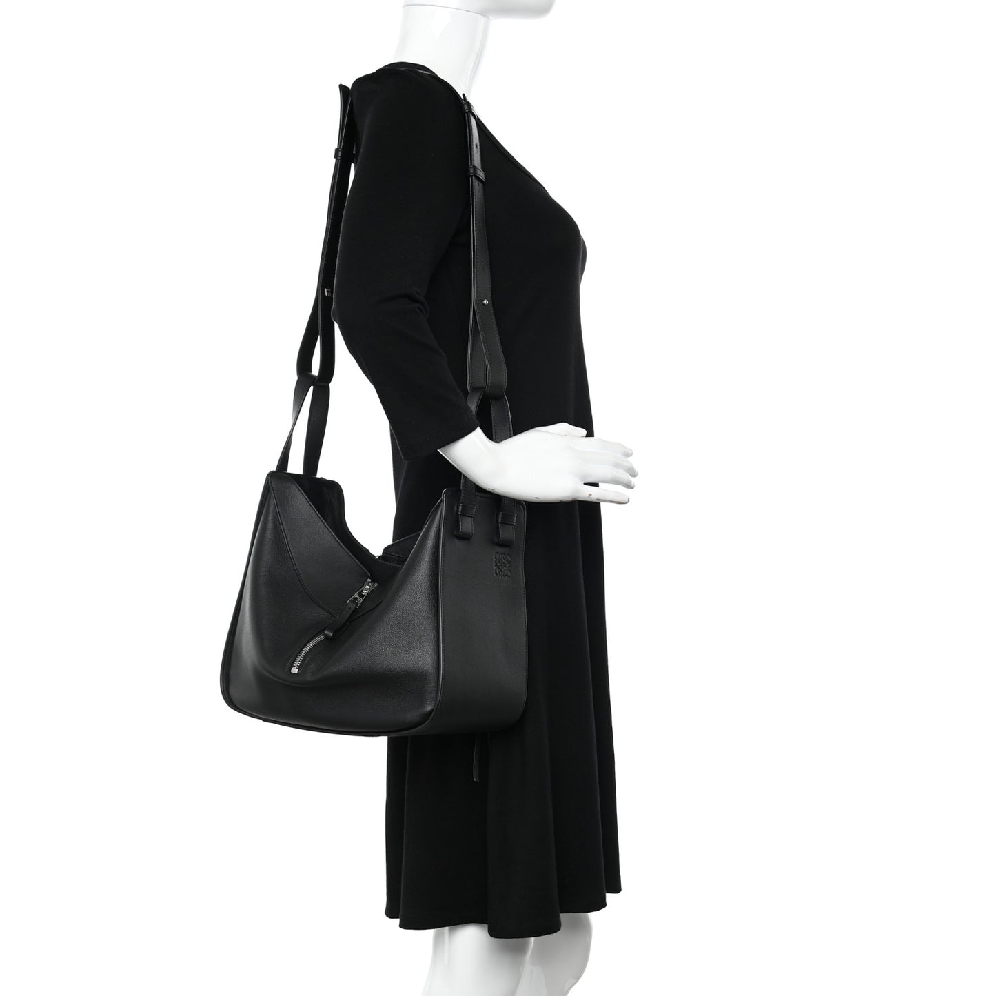 Calfskin Small Hammock Shoulder Bag Black