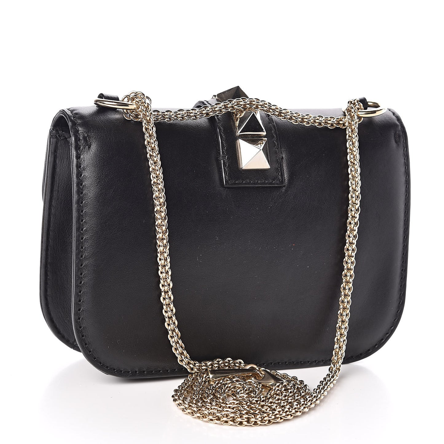 Vitello Small Glam Lock Rockstud Flap Black