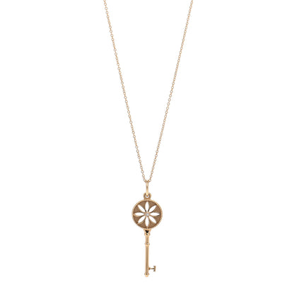Tiffany 18K Yellow Gold Diamond Small Daisy Key Pendant Necklace 1 of 4