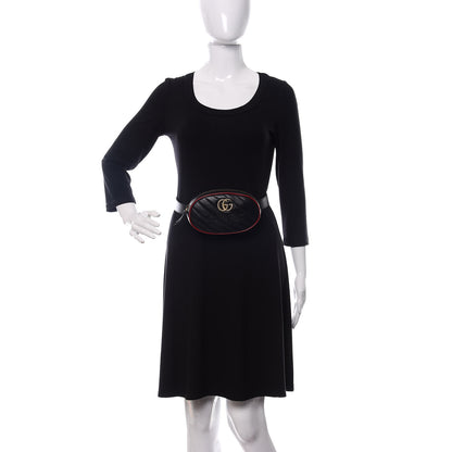 Gucci Azalea Calfskin Matelasse Diagonal Torchon GG Marmont Belt Bag 75 30 Black Romantic Cerise 2 of 9