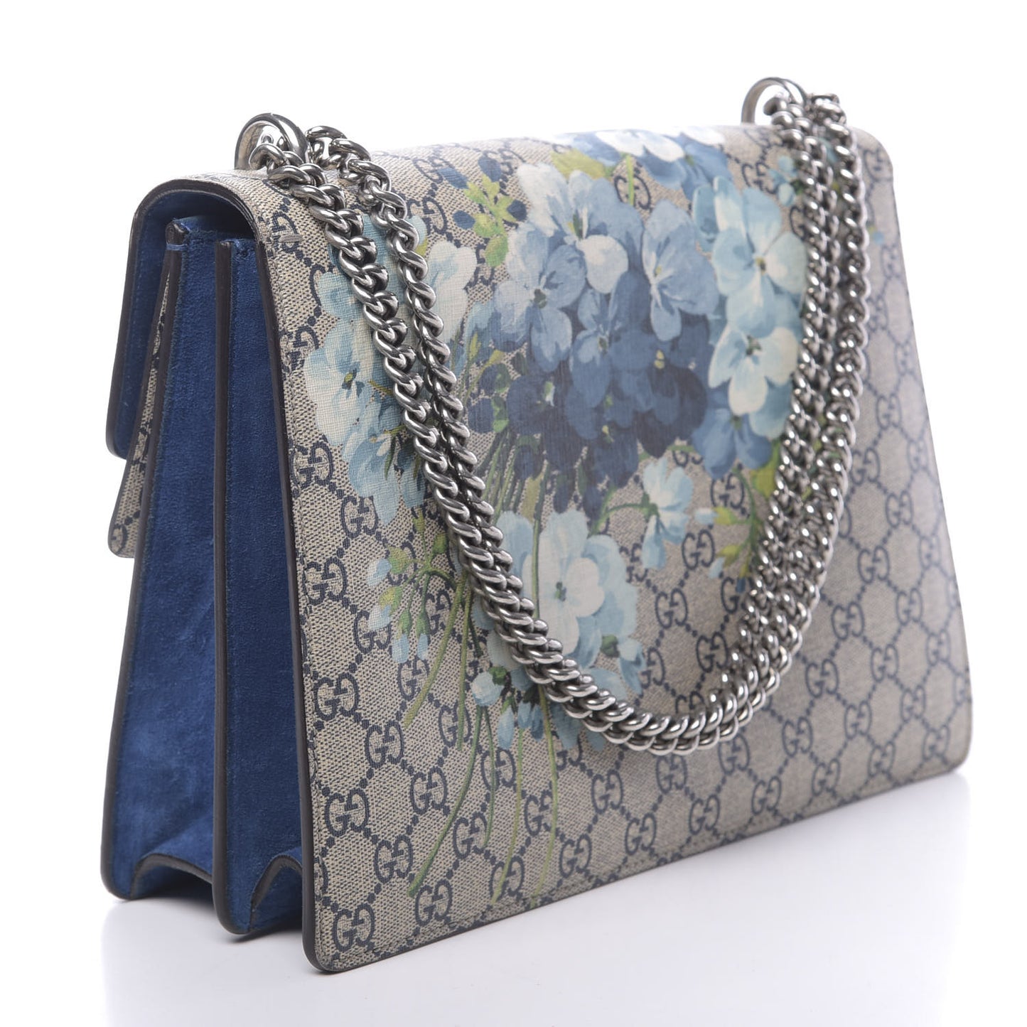 GG Supreme Monogram Blooms Medium Dionysus Shoulder Bag Beige Navy Vintage Blue
