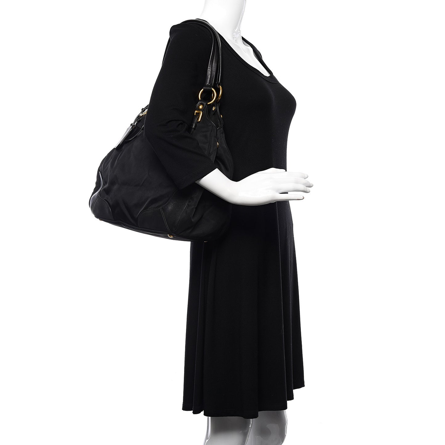 Tessuto Nylon Soft Calfskin Tote Black