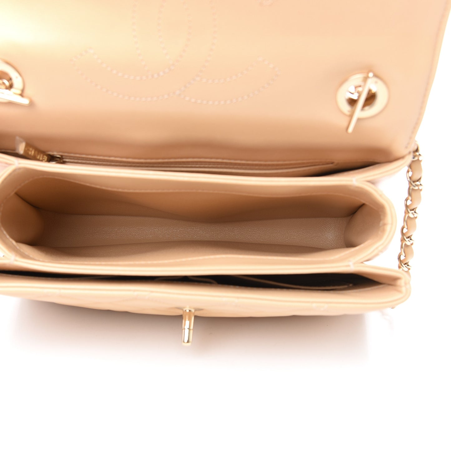 Lambskin Quilted Small Trendy CC Dual Handle Flap Bag Beige