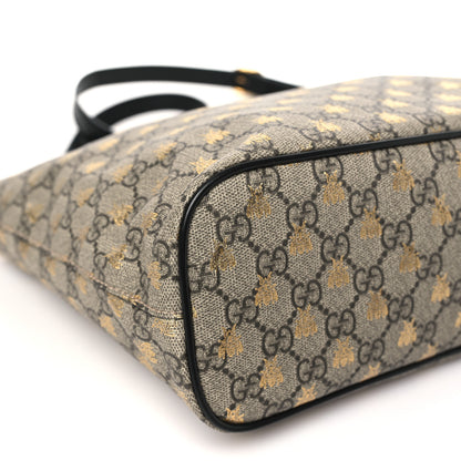 Gucci Soft GG Supreme Monogram Bees Small Crossbody Tote Beige Oro Black 8 of 9