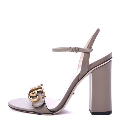 Gucci Lifford Calfskin GG Marmont Ankle Wrap 105mm Sandals 35.5 Mud 1 of 9