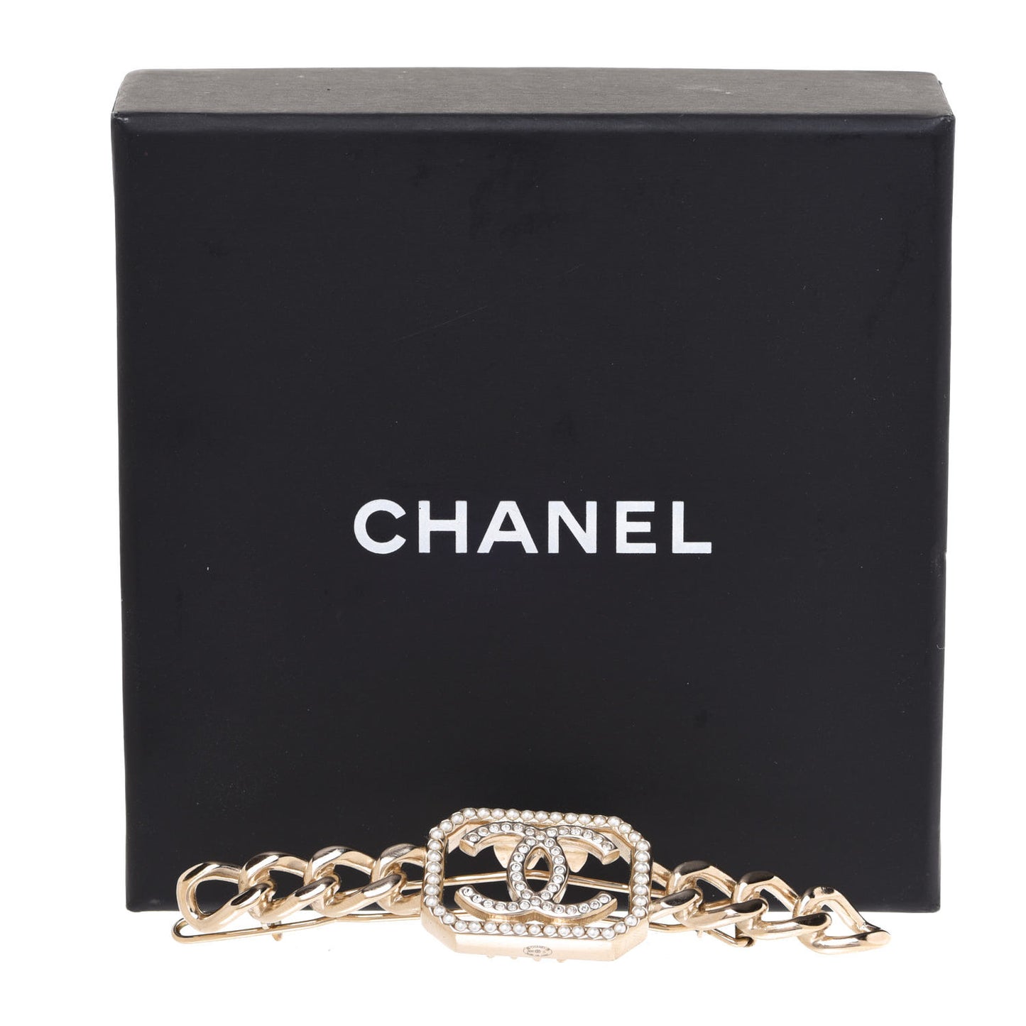Crystal Chain CC Vendome Hair Clip Barrette Gold