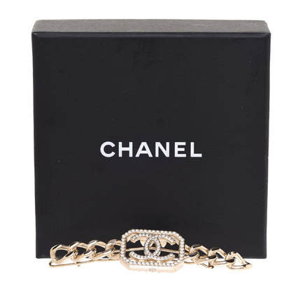 Chanel Crystal Chain CC Vendome Hair Clip Barrette Gold 5 of 5