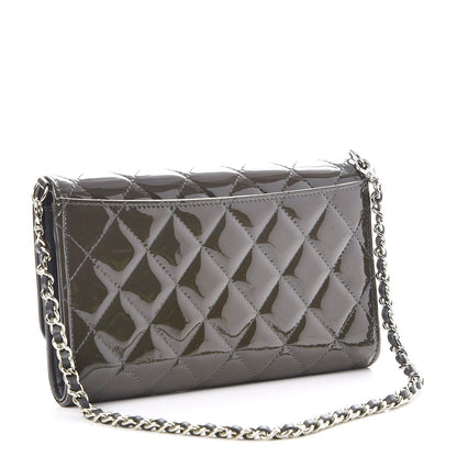 Chanel Patent Quilted Wallet On Removable Chain Dark Grey 3 of 11