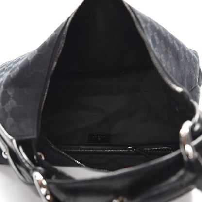 Gucci Monogram Medium Horsebit Chain Hobo Black 5 of 8