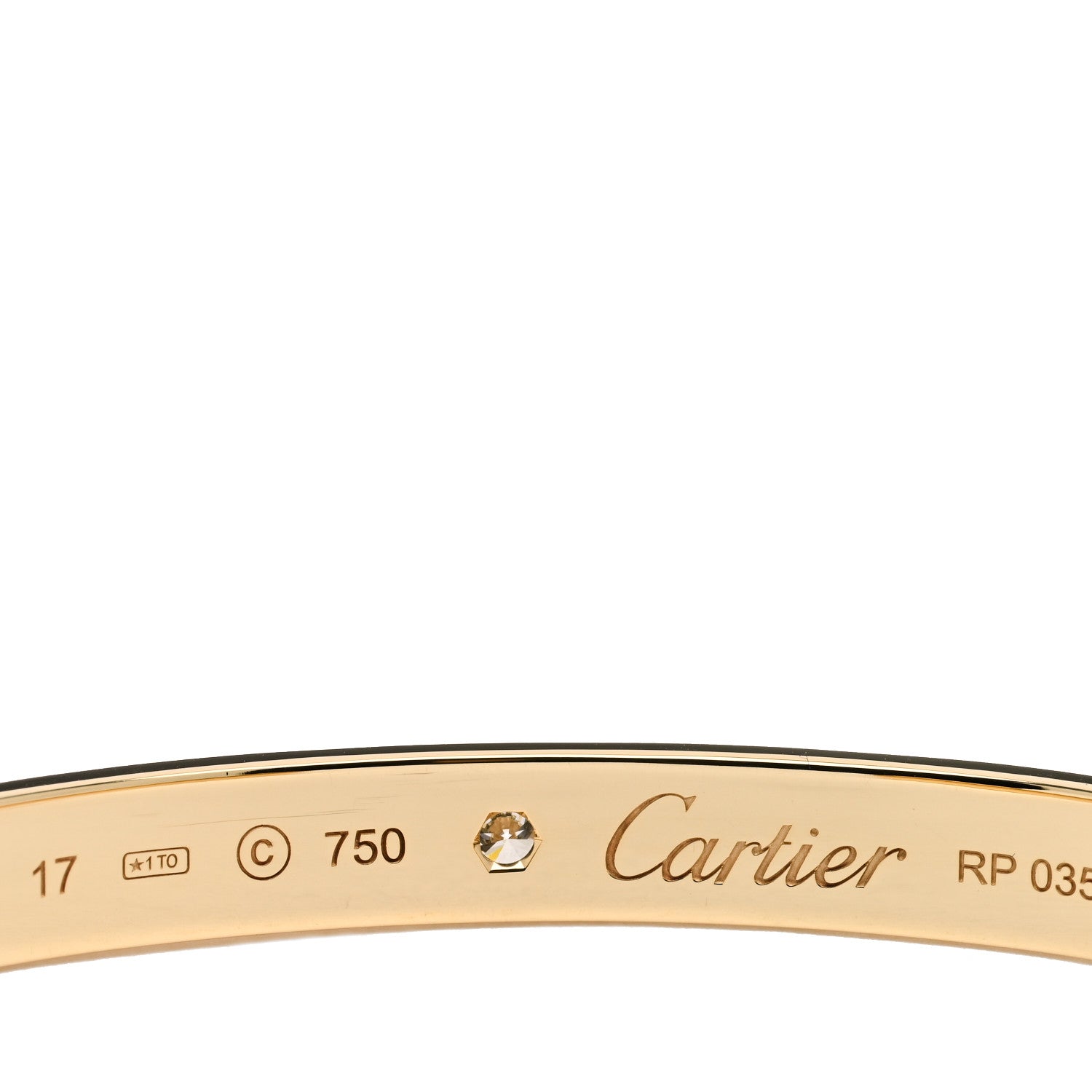 Cartier 18K Yellow Gold 1 Diamond LOVE Cuff Bracelet 17 3 of 3