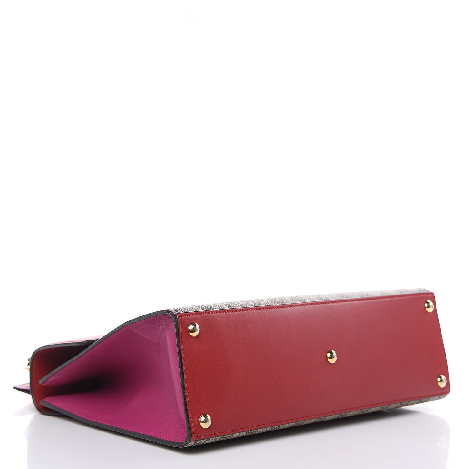 Gucci GG Supreme Monogram Calfskin Medium Padlock Top Handle Bag Beige Hibiscus Red New Rosette 4 of 22