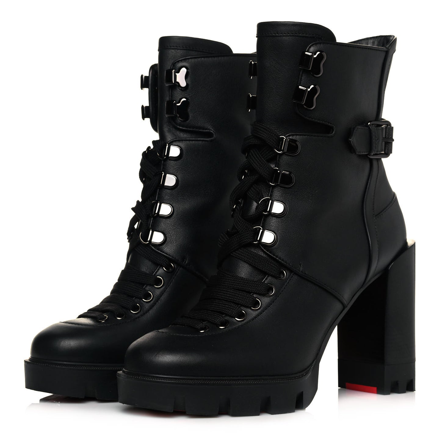 Calfskin Macademia 100 Combat Boots 38 Black