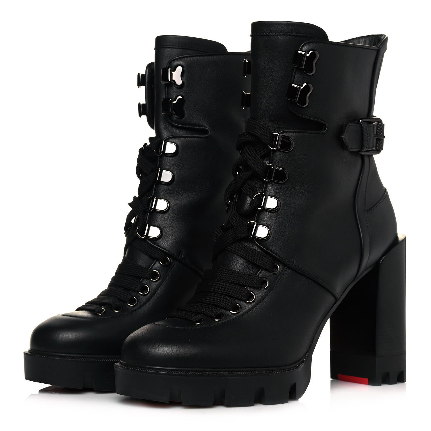 Christian Louboutin Calfskin Macademia 100 Combat Boots 38 Black 3 of 6