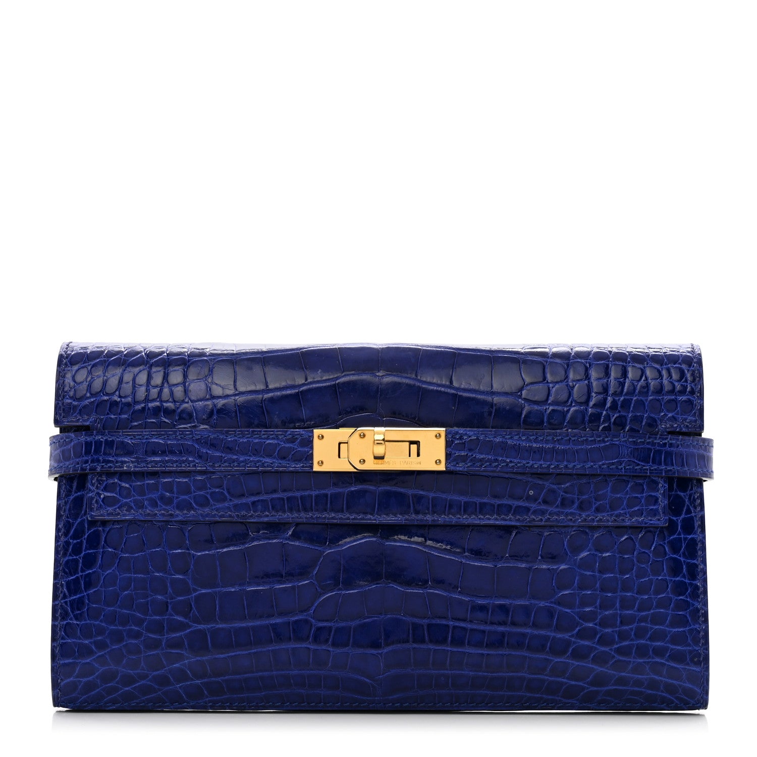 Hermes Shiny Alligator Kelly Longue Wallet Bleu Electrique 1 of 13