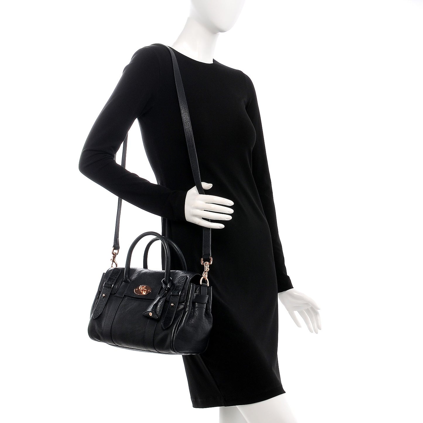 Pebbled Matte Leather Small Heritage Bayswater Satchel Nightshade Blue