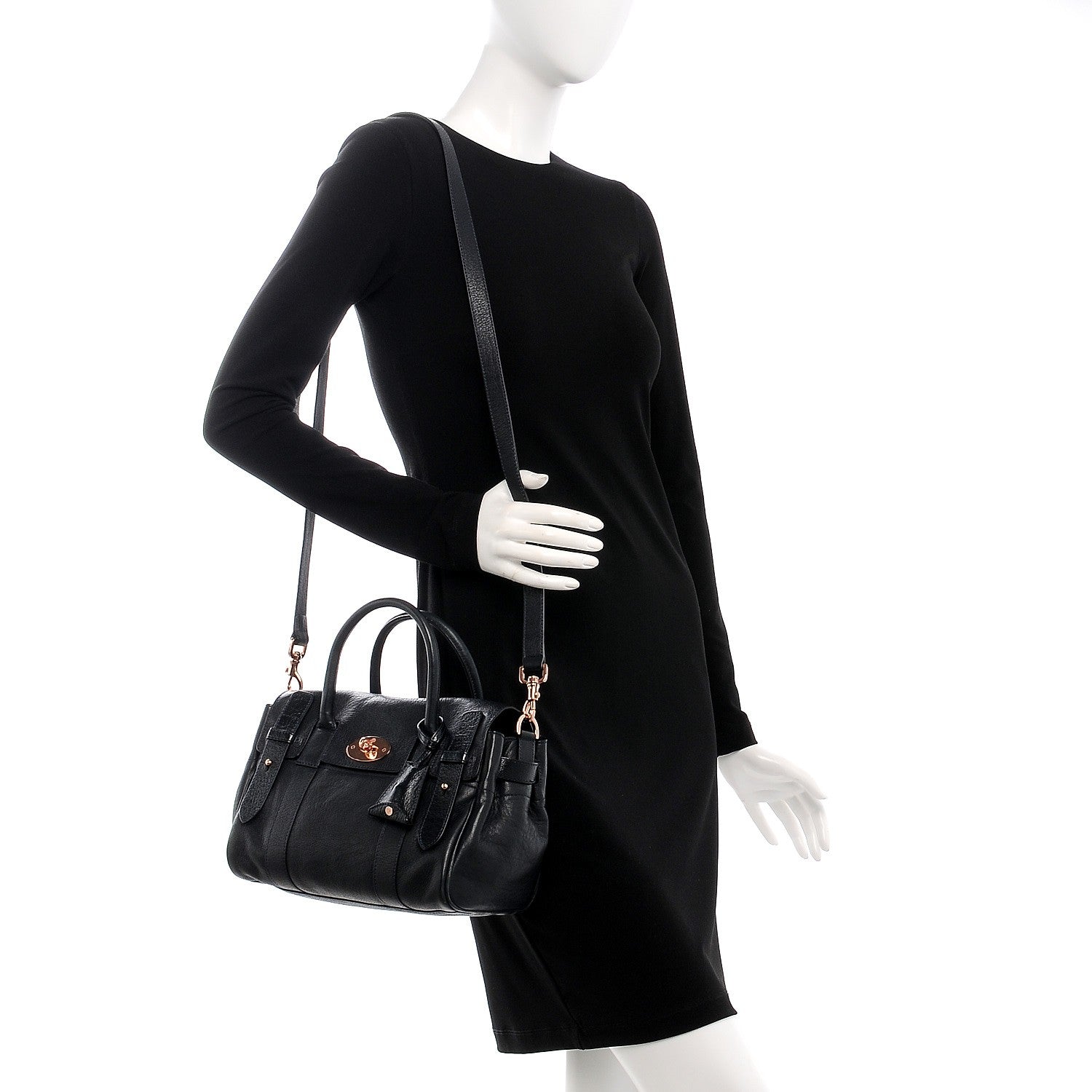 Mulberry Pebbled Matte Leather Small Heritage Bayswater Satchel Nightshade Blue 2 of 11