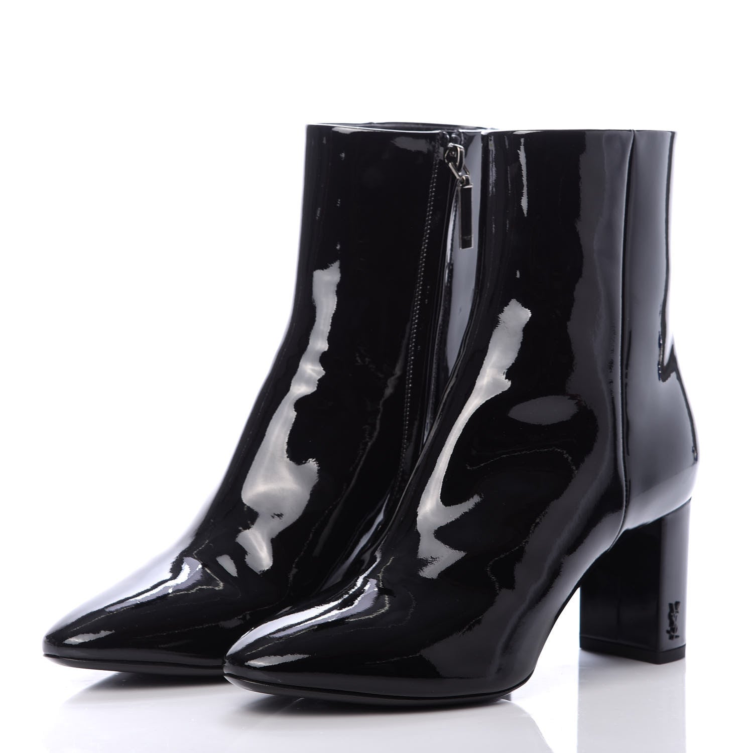 Saint Laurent Patent Loulou Ankle Zip Boot 37.5 Black 3 of 7