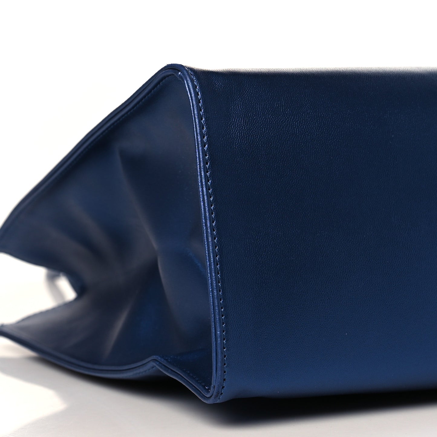 Metallic Vegan Leather Medium Shopping Bag Cobalt