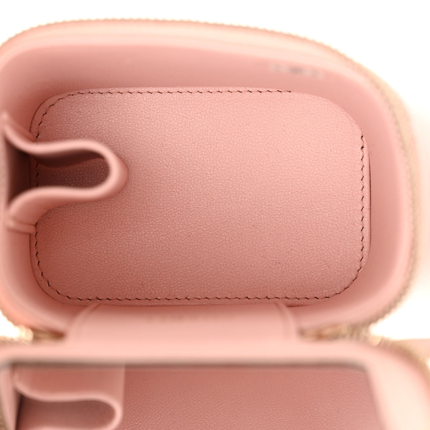 Lambskin Quilted Mini Top Handle Vanity Case With Chain Light Pink