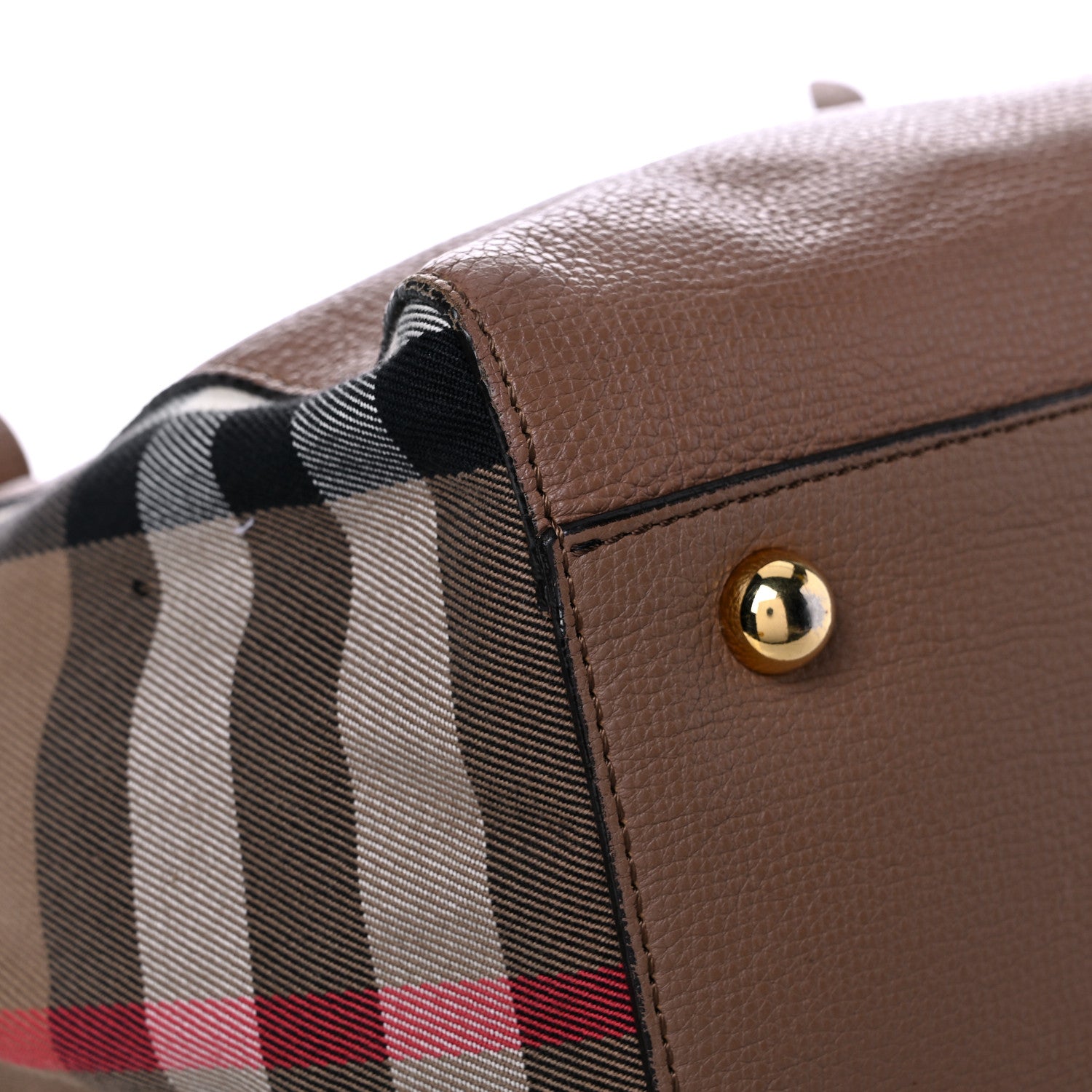 Burberry Grainy Calfskin House Check Small Canterbury Tote Tan 10 of 30