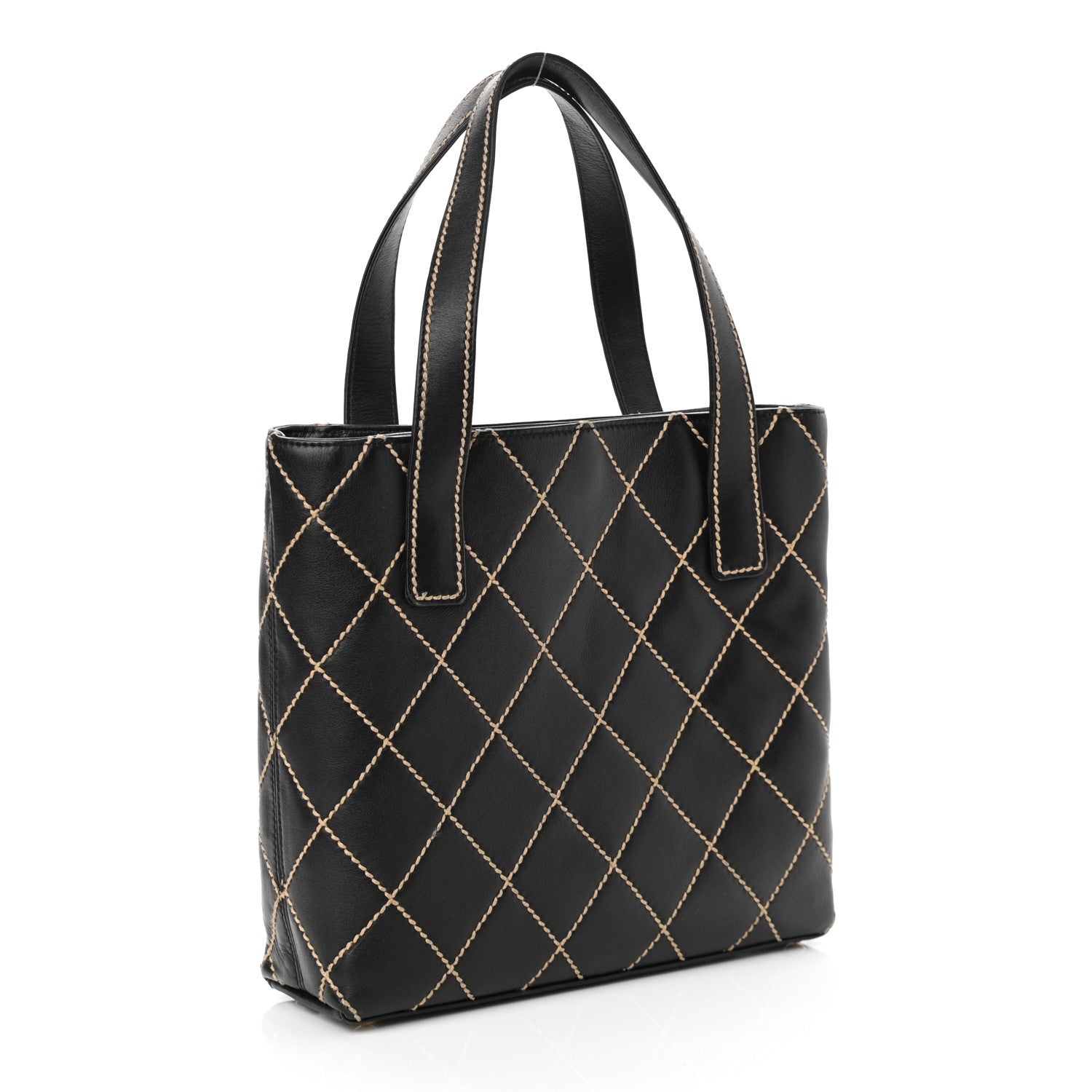 Chanel Calfskin Contrast Stitch Surpique Tote Black 3 of 11