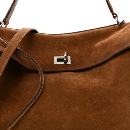 Balenciaga Waxed Suede Calfskin Medium Rodeo Top Handle Handbag Camel 8 of 13