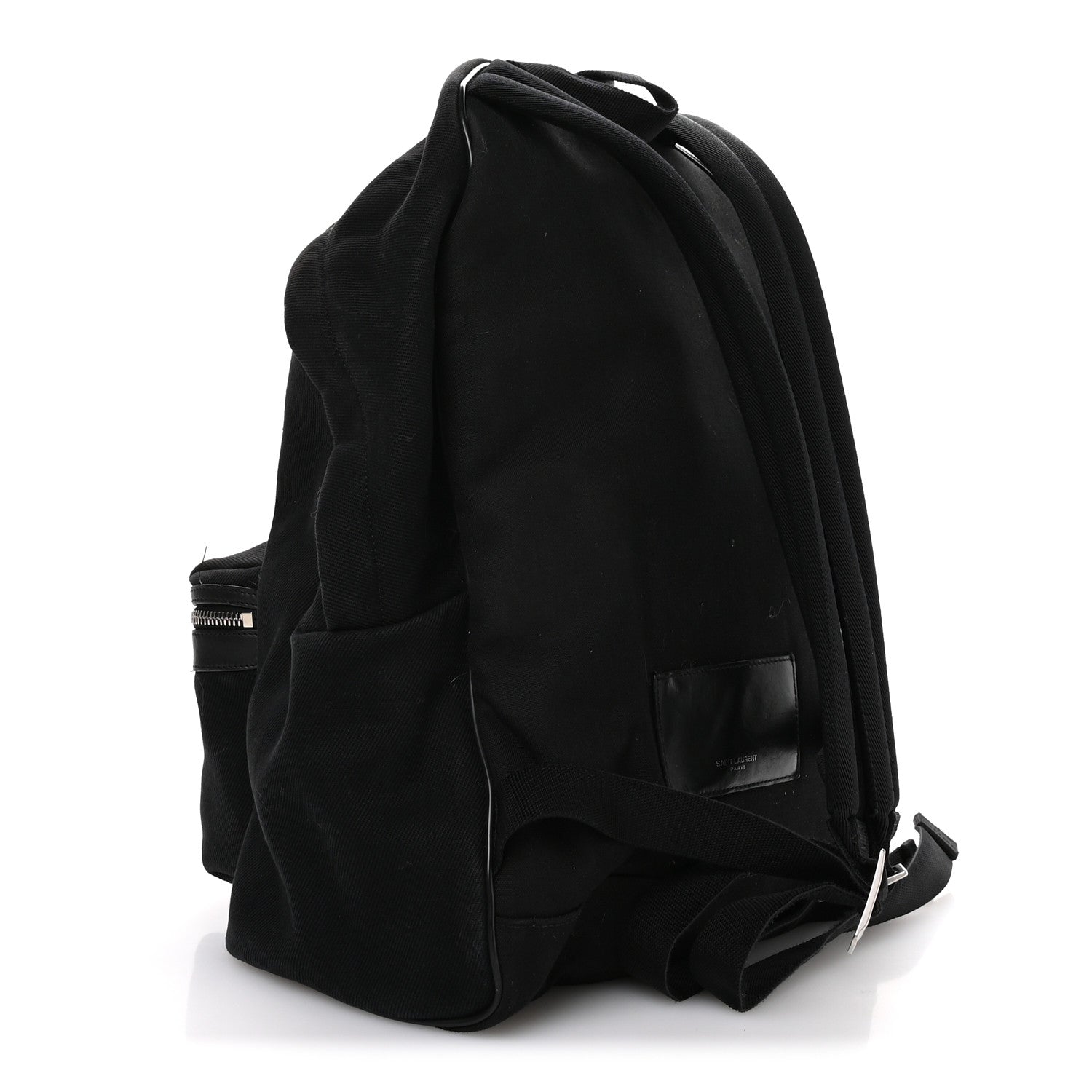 Saint Laurent Canvas Signature Embroidered City Backpack Black