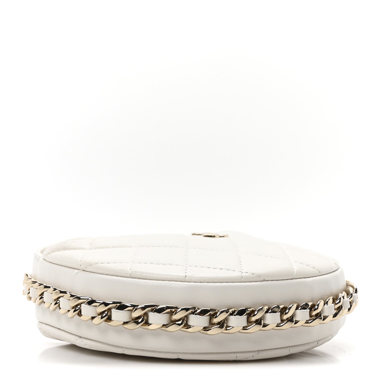 Lambskin Quilted Chain Around Pouch White