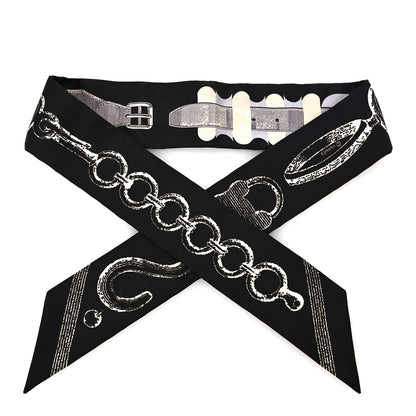 Hermes Silk Inventaire Poetique de Brides a Bloc Twilly Gris Creme Black 1 of 4