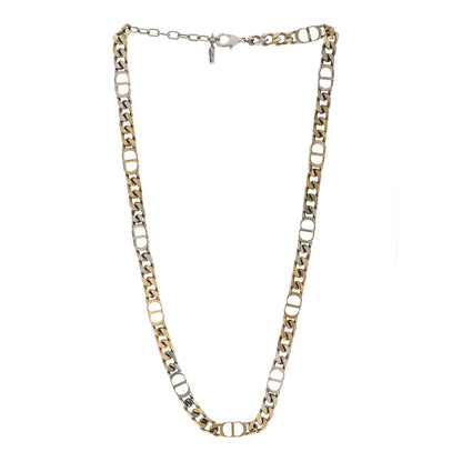Christian Dior Brass CD Icon Thin Chain Link Necklace Silver Gold 3 of 7