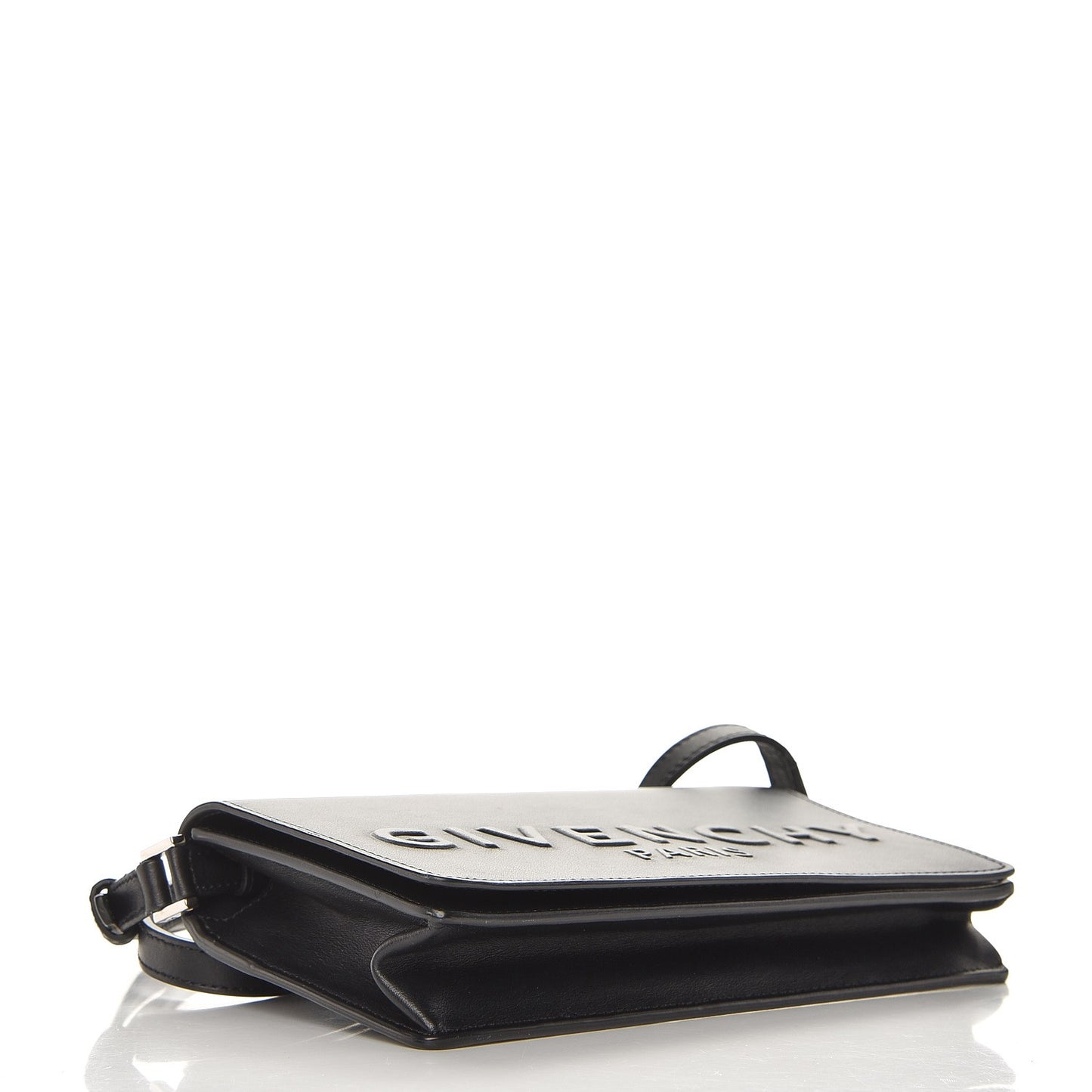Calfskin Logo Debossed Crossbody Black