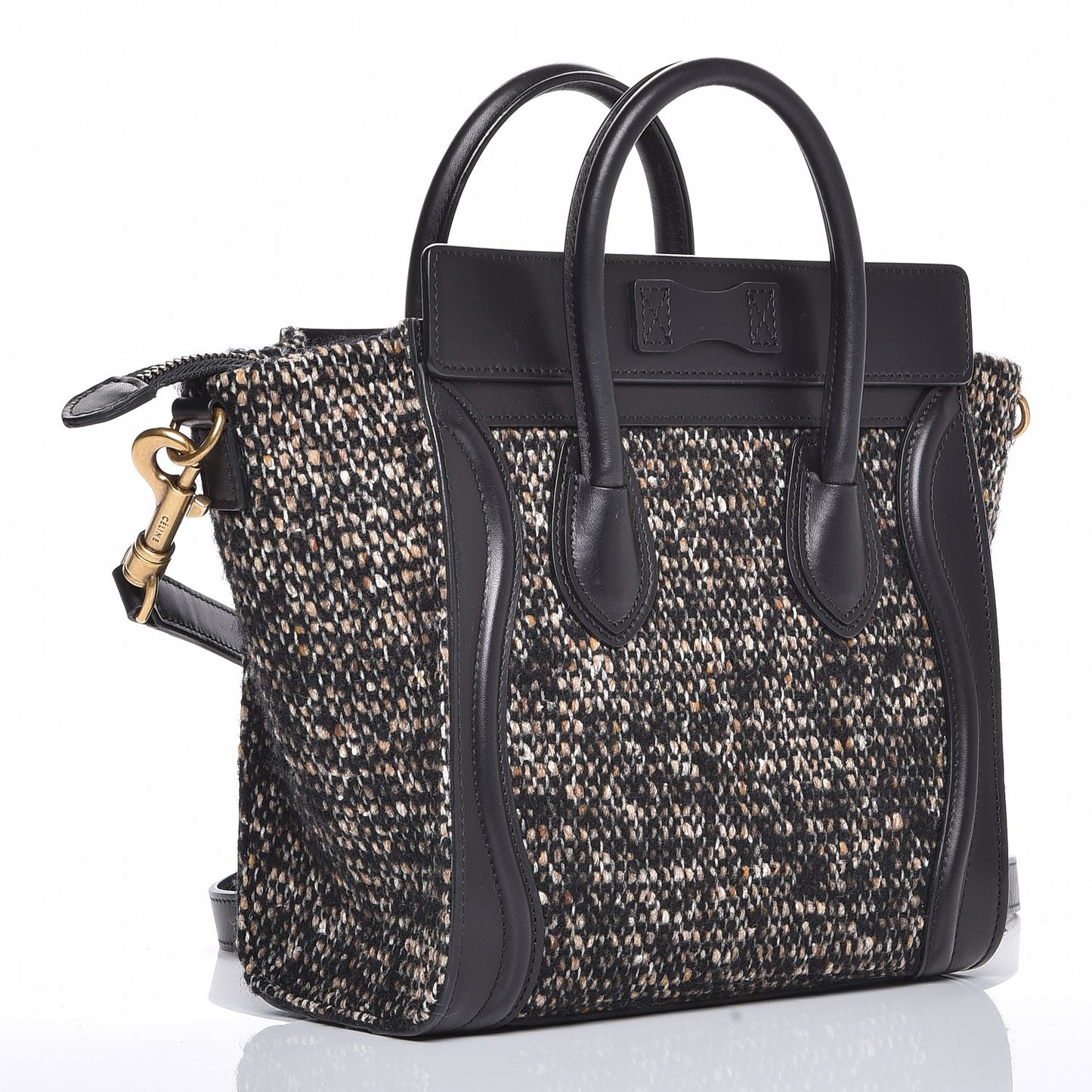 Smooth Calfskin Tweed Micro Luggage Black