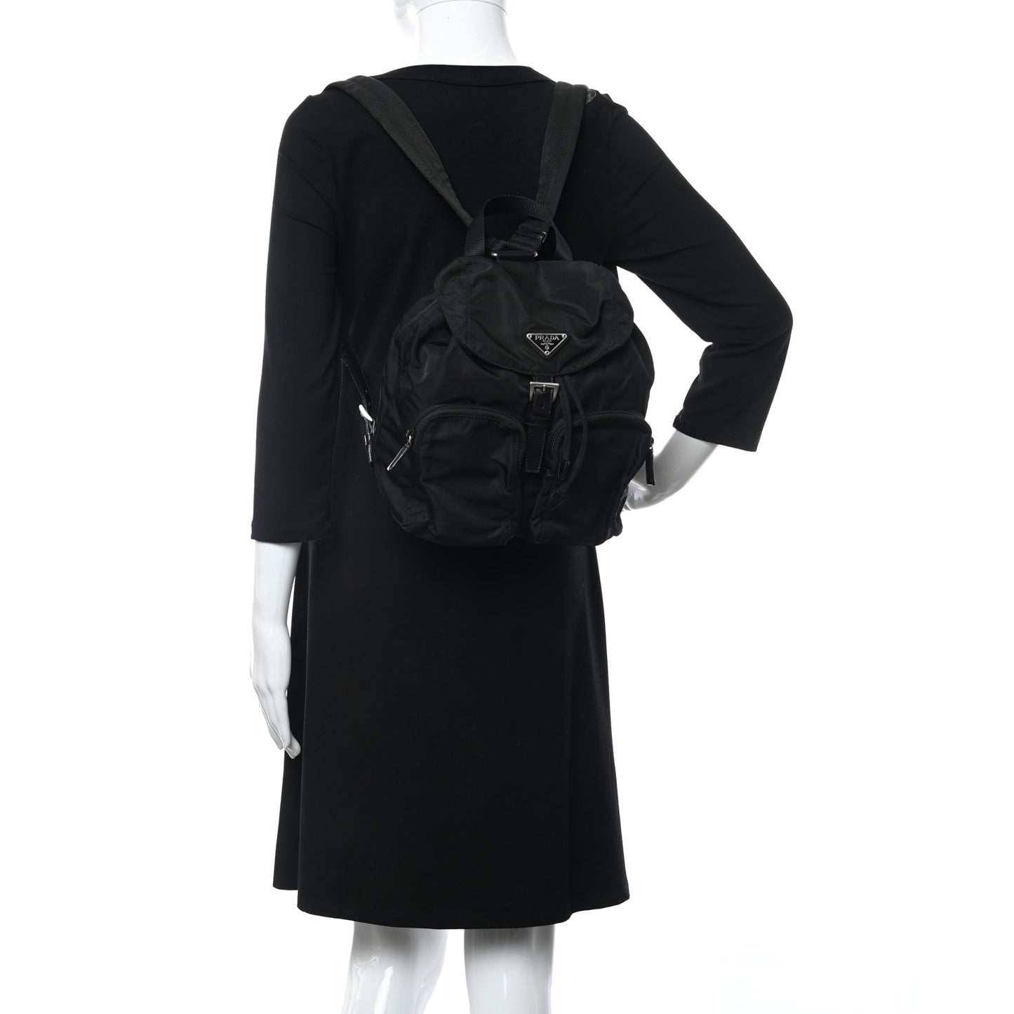 Tessuto Nylon Saffiano Medium Backpack Black