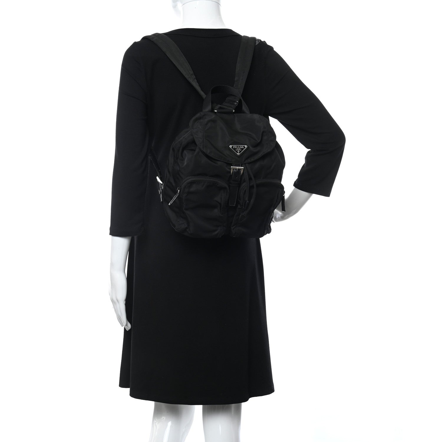 Prada Tessuto Nylon Saffiano Medium Backpack Black 2 of 10