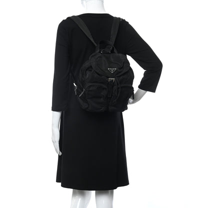 Prada Tessuto Nylon Saffiano Medium Backpack Black 2 of 10