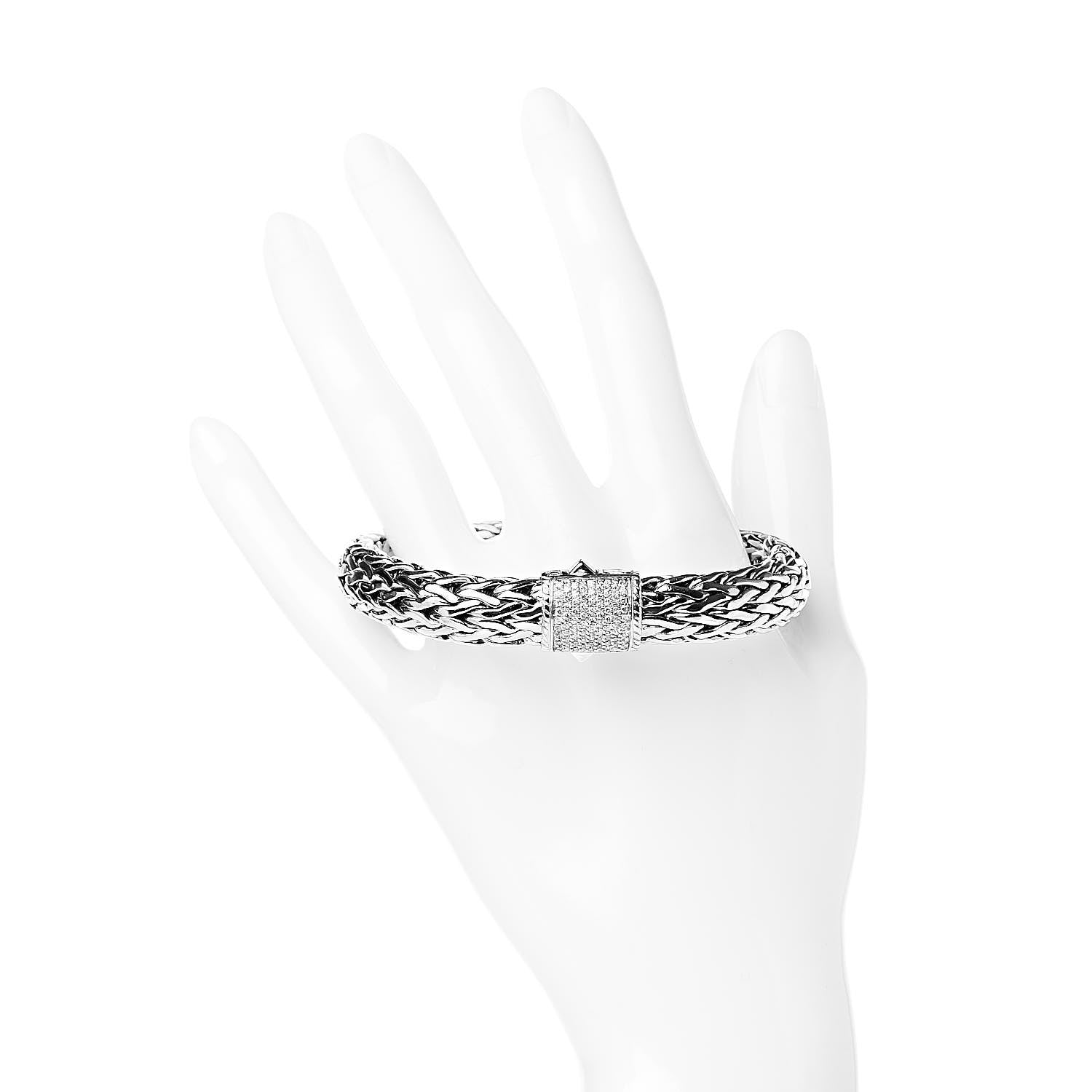 John Hardy Sterling Silver Diamond 11mm Classic Chain Bracelet 2 of 5
