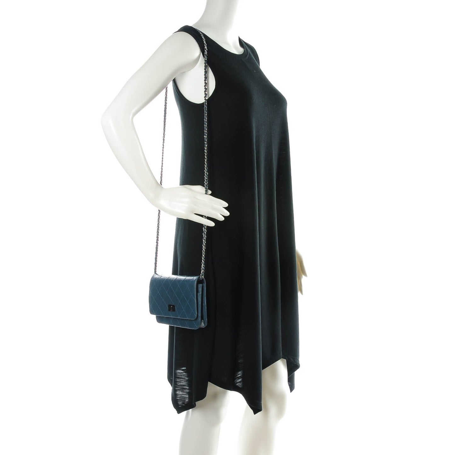 Aged Lambskin Quilted Reissue Wallet On Chain WOC Dark Blue