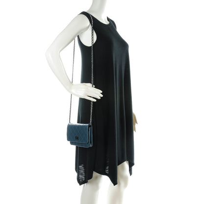 Chanel Aged Lambskin Quilted Reissue Wallet On Chain WOC Dark Blue 2 of 8